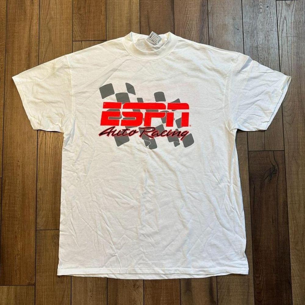 Vintage‎ ESPN Racing Tee size 2XL XXL Single Stitch Made in USA Deadstock